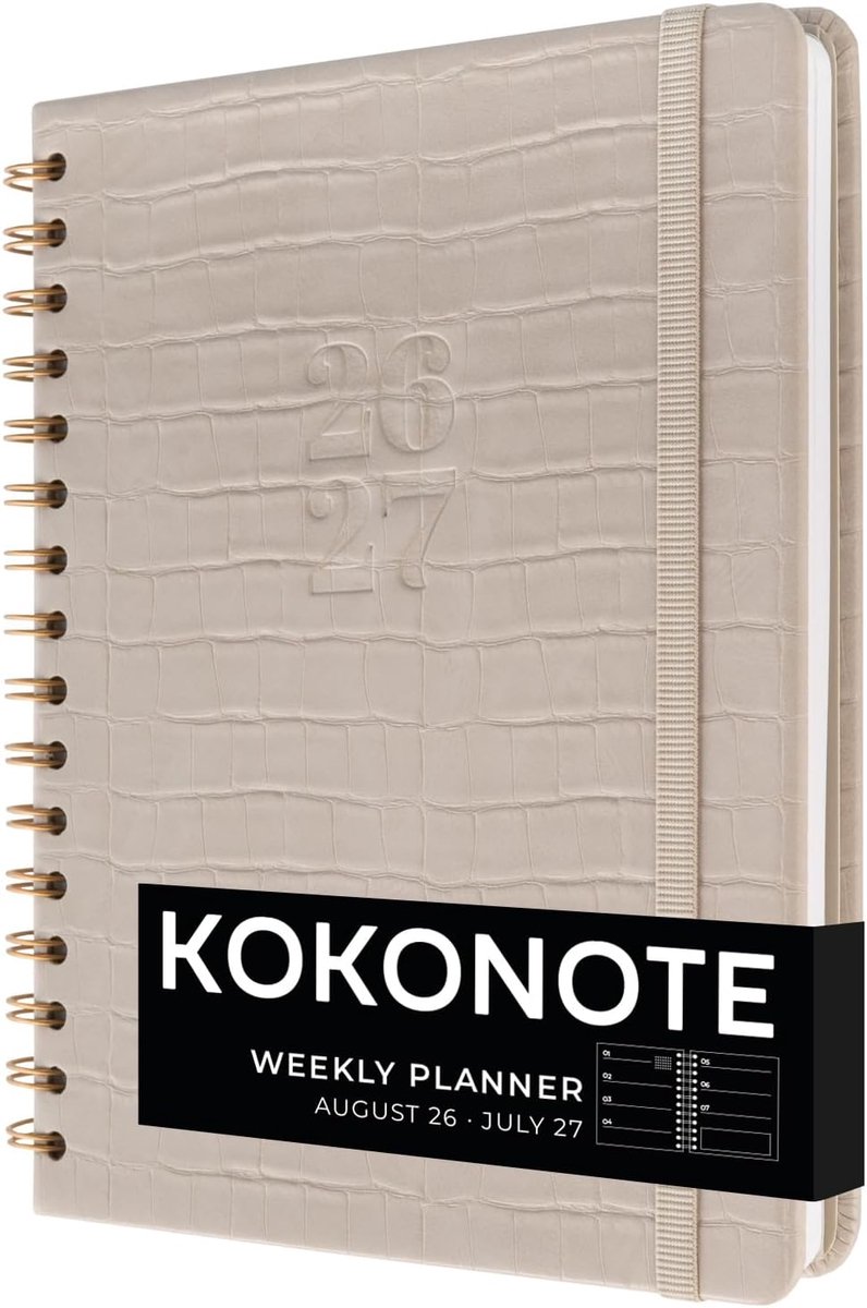 SnelShoppen - Academic Agenda 2026-2027 Weekoverzicht - Caiman Gray | Mid Year Planner voor School & Universiteit - Aesthetic Notitieboek met Ruimte v