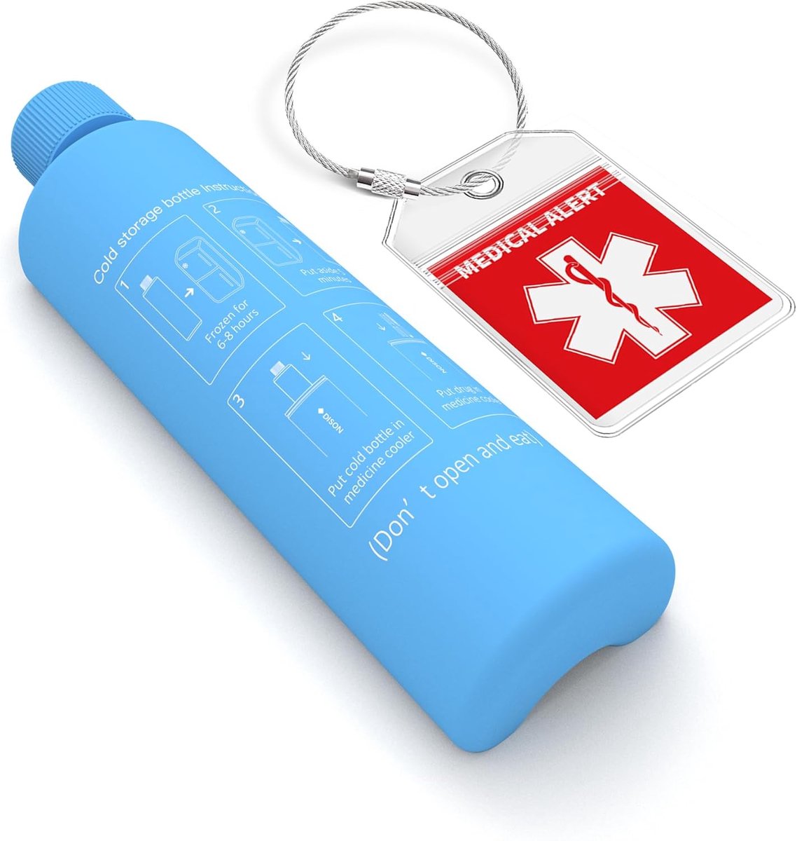 SnelShoppen - Ice Pack Bottle Set Vervanging voor 60H Medicijn Koeler - 3 Stuks Koeltechnologie - Ideaal voor Reizen, Kamperen, en Noodgevallen - Blau