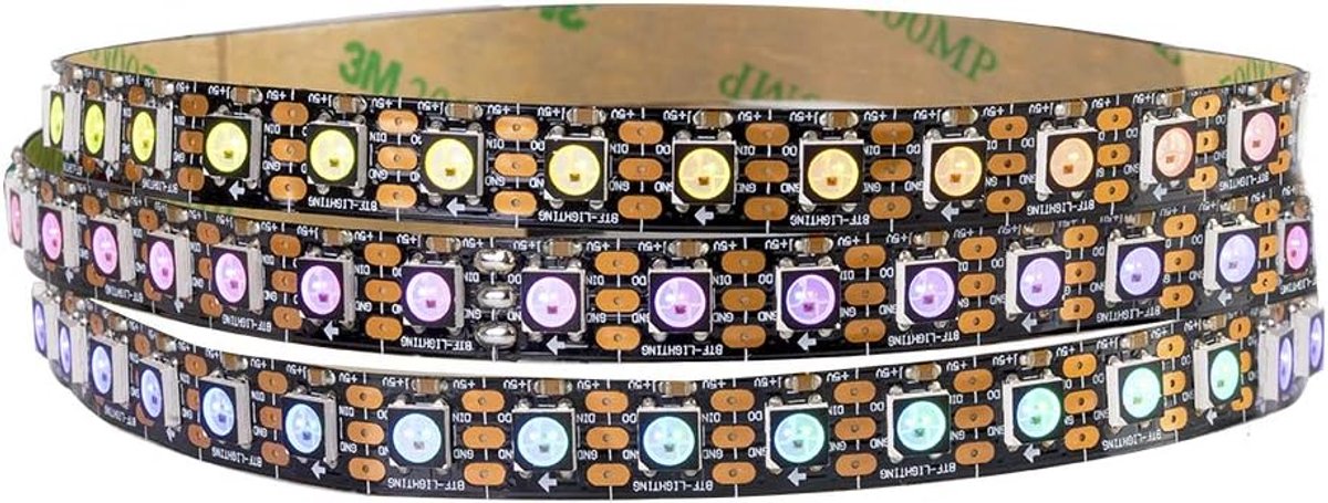 SnelShoppen - WS2812 ECO RGB LED Pixel Strip 1M 100LEDs/m Flexibele Zwarte PCB Individueel Aanspreekbaar voor DIY Projecten en Feesten - Volledige Kle