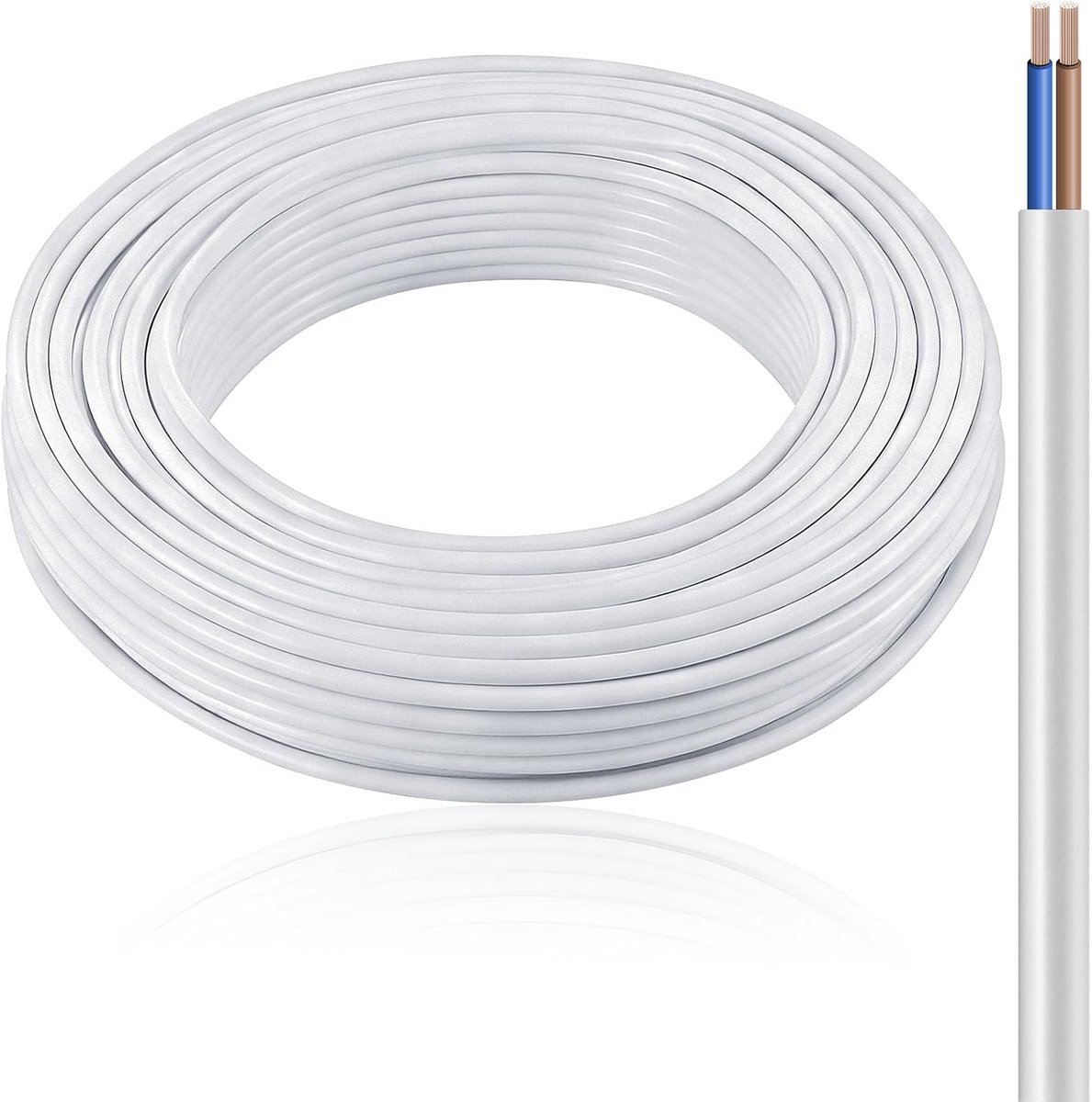 SnelShoppen - 2 Draad Voertuig Kabel 10 m, 2 x 0.75 mm² Stroomkabel, 12 V/24 V Aanhanger Kabel voor Auto, Vrachtwagen, Caravan, Vochtige Ruimtes, Zonn