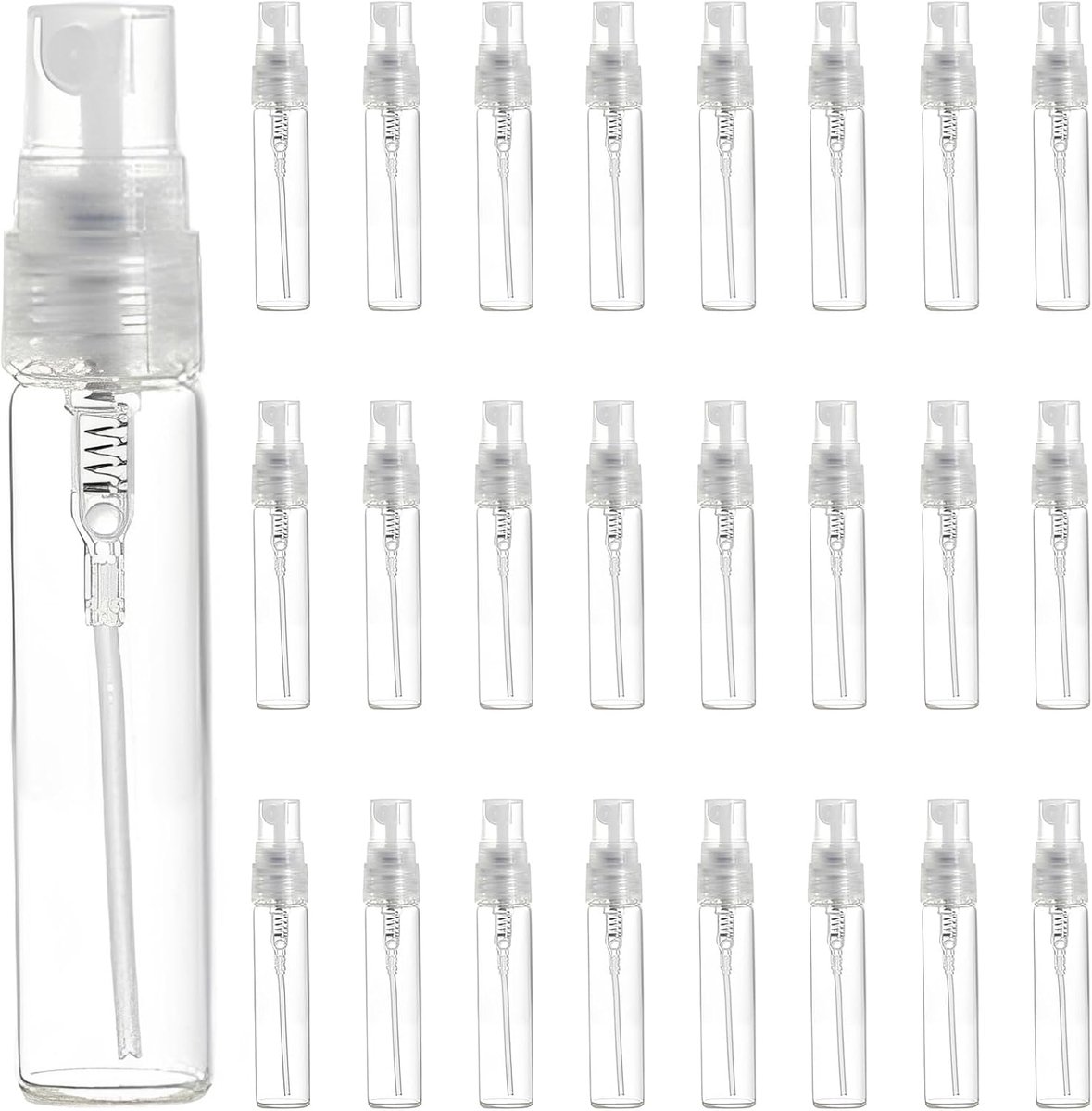 SnelShoppen - 30 Stuks 3 ml Geurmonsters Parfumverstuivers Mini-Sprayflessen Herbruikbaar Transparant voor Vloeibare Parfum Draagbaar Compact voor Fee