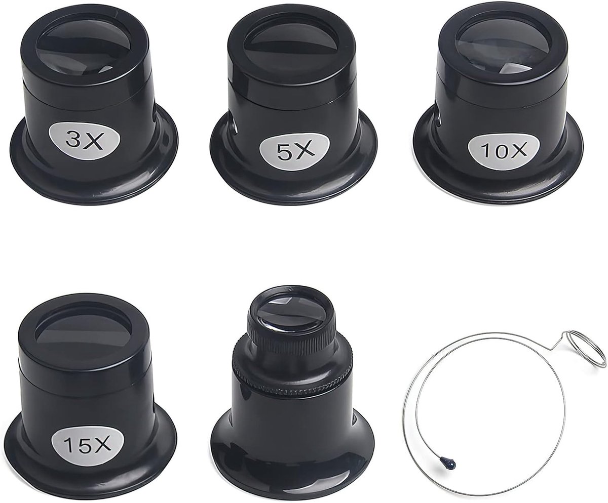 SnelShoppen - Vergrootglas 3x 5x 10x 15x 20x voor Horlogemakers, Reparatiewerkzaamheden, Juwelen, Diamanten, Munten - Precisie Gereedschap