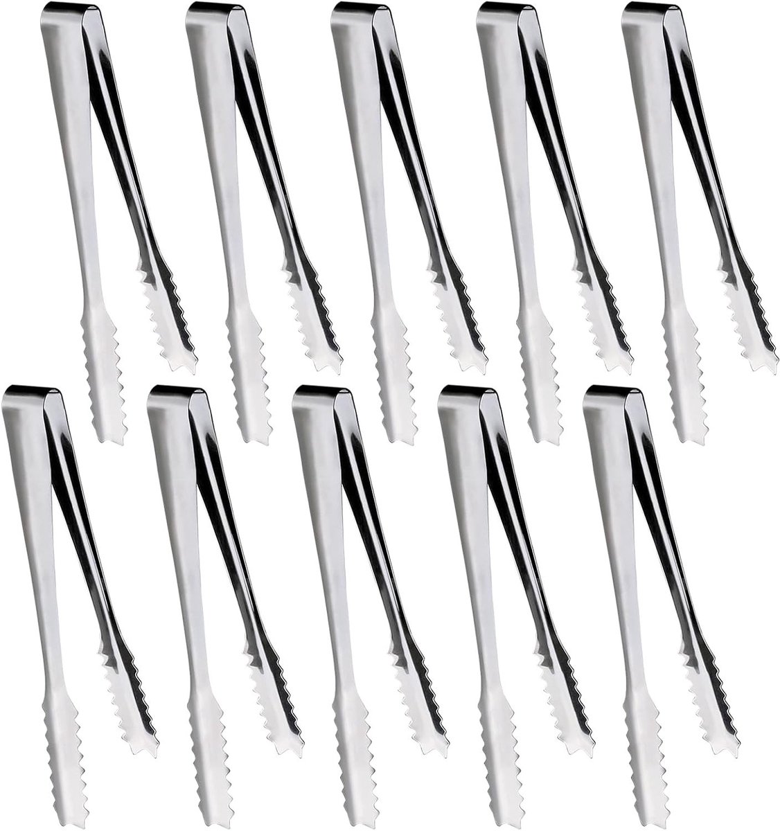 10 Stuks RVS IJsblokjes Tang 15 cm - Suiker- en Snoep Tangen voor Koffie, Buffet en Keuken