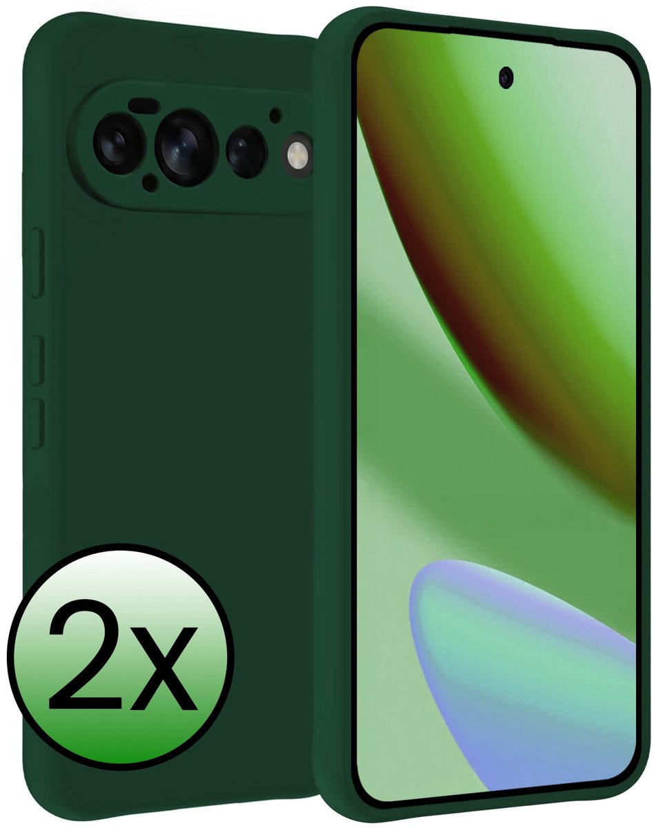 Hoesje 2 Stuks - Geschikt voor Google Pixel 11 Pro - Sterk & Shockproof - Case Siliconen - Back Cover - Telefoon Hoes - Donkergroen