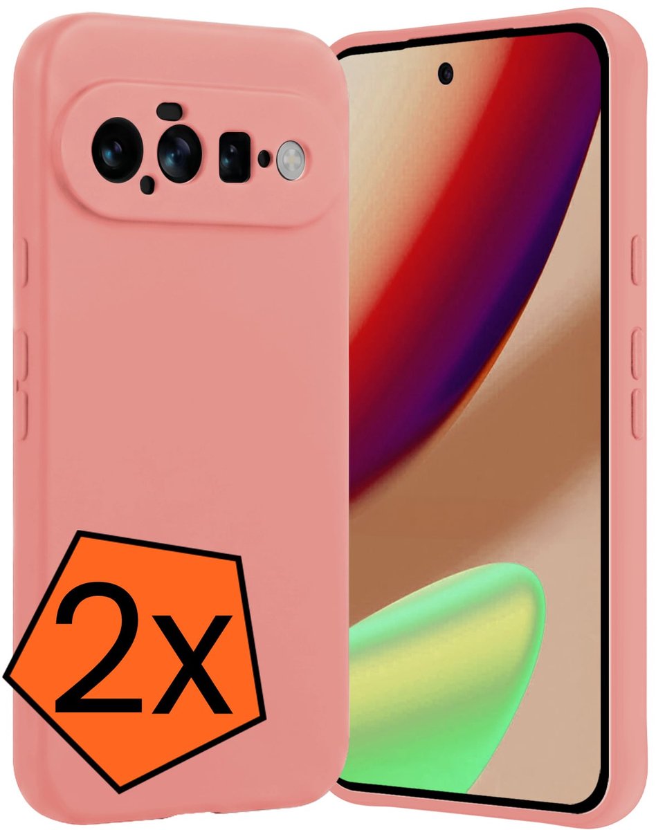 Hoes - 2 Stuks - Geschikt voor Google Pixel 11 - Sterk & Shockproof - Case Siliconen - Back Cover - Telefoon Hoes - Lichtroze
