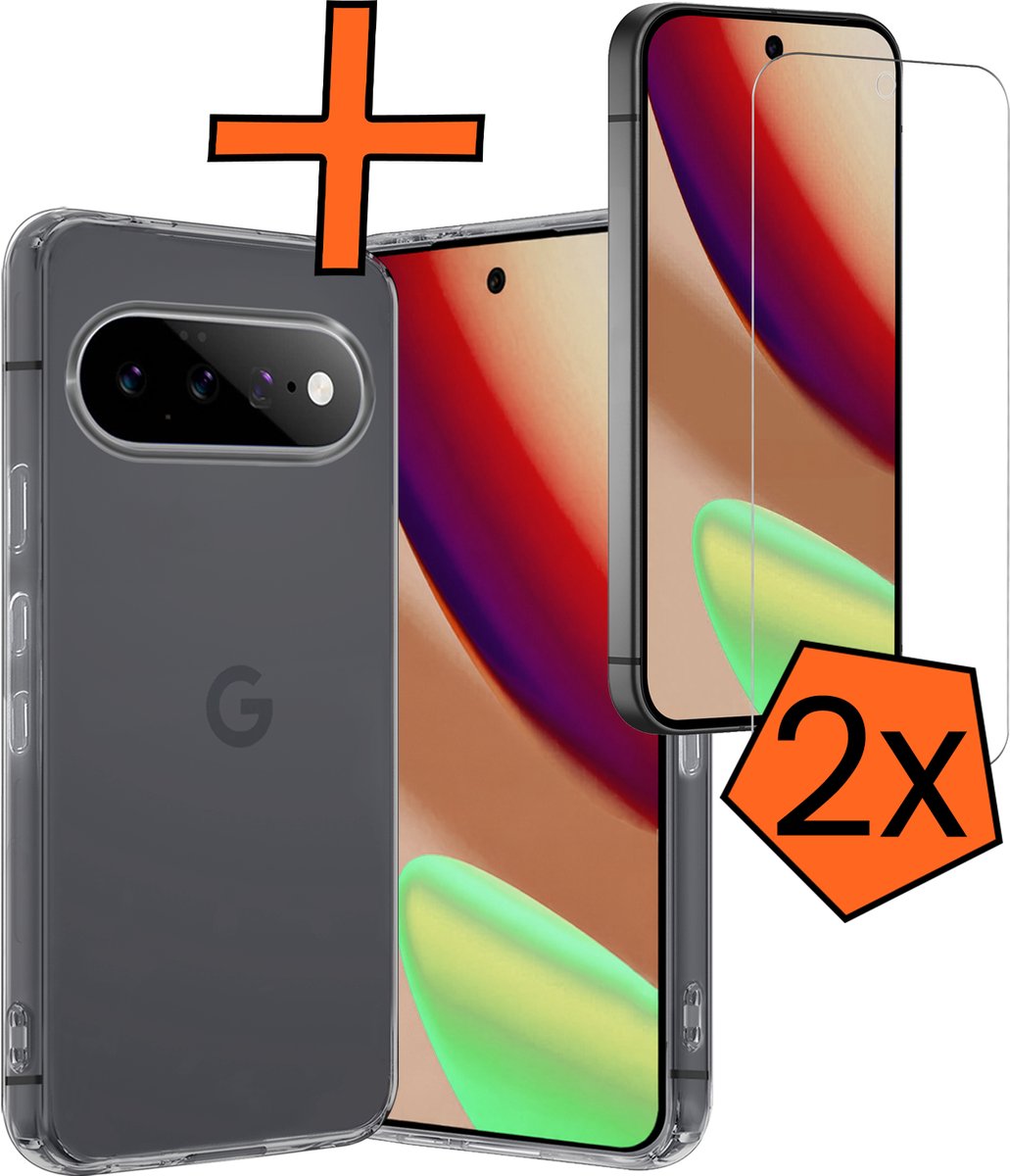 Hoes - Met 2x Screenprotector - Geschikt voor Google Pixel 11 - Sterk & Shockproof - Back Cover - Siliconen Case - Telefoon Hoes - Transparant