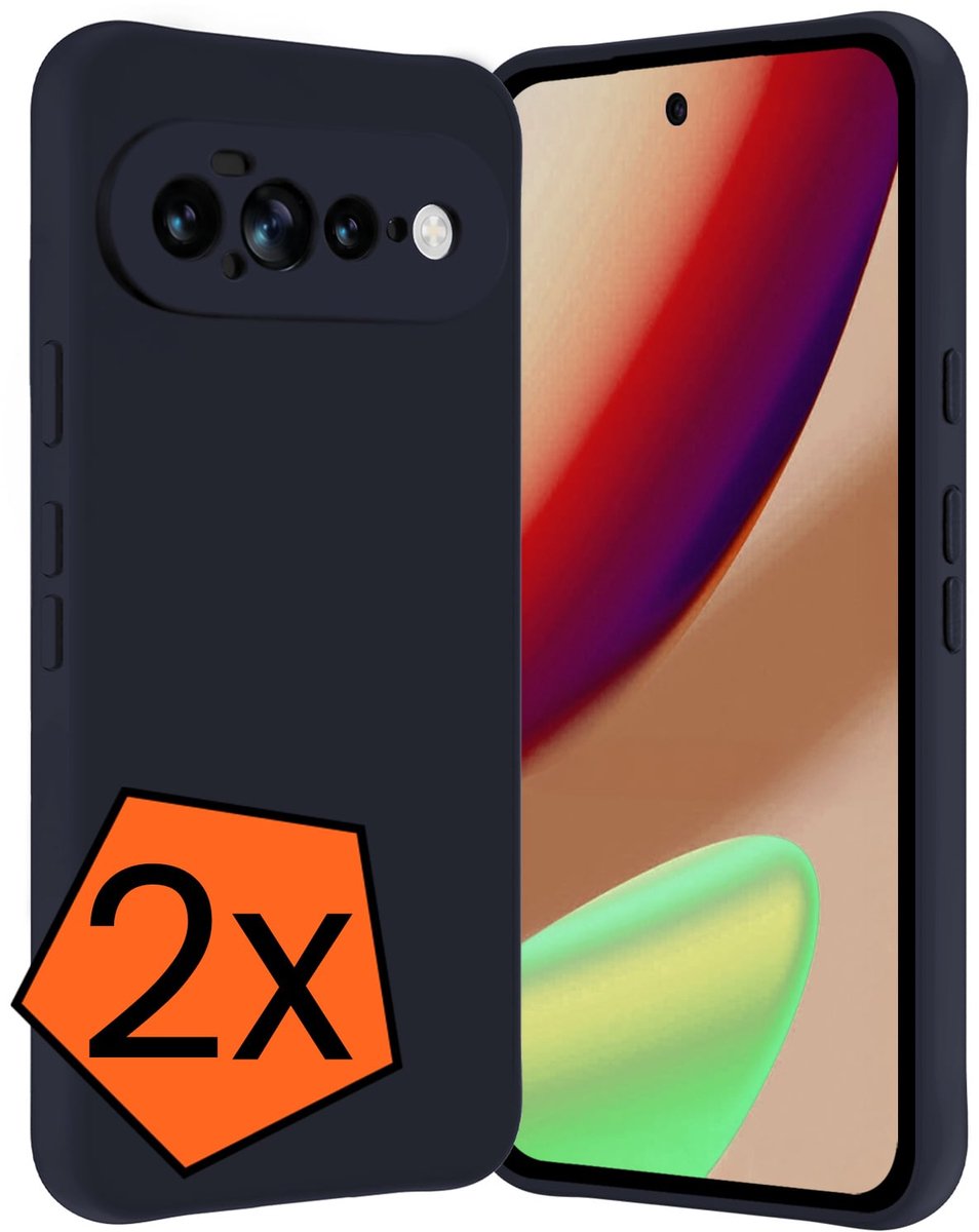 Hoes - 2 Stuks - Geschikt voor Google Pixel 11 Pro XL - Sterk & Shockproof - Case Siliconen - Back Cover - Telefoon Hoes - Donkerblauw