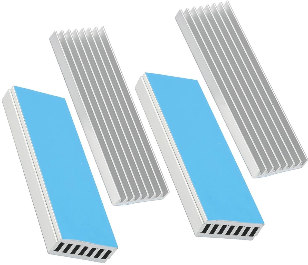 Aluminium Koellichaam voor M.2 SSD met Thermische Lijm, Efficiënte Koeling voor NVMe, SATA, RAM, CPU en GPU, Afmetingen 70 x 22 x 6mm