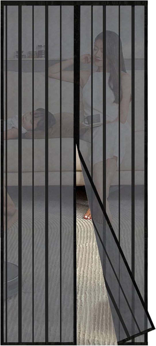SnelShoppen - Sekey Vliegenhor Balkondeur - Robuust 100% Polyester - Magneet Sluiting - Ideaal voor Keuken, Tuin, Balkon - Perfecte Maat - Dichte Stof