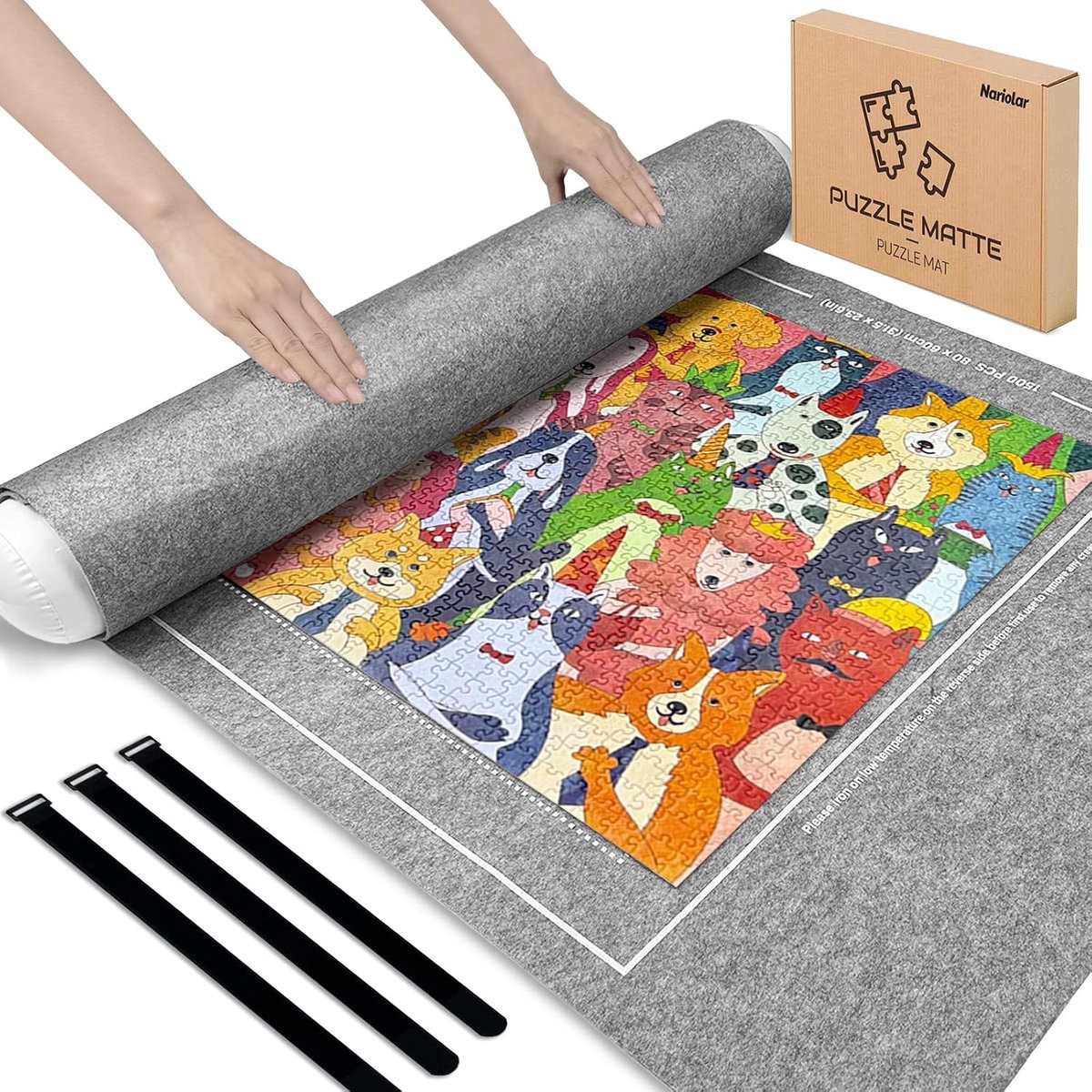 SnelShoppen - Puzzle Mat voor 500/1000/1500 Stukken, Grijze Opbergmat voor Puzzels, Ideaal voor Transport en Opslag, 116x66 cm, Perfect voor Puzzellie