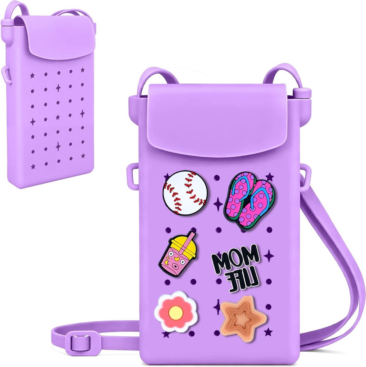 Stijlvolle paarse crossbody tas van silicone voor dames en meisjes, perfect voor dagelijks gebruik en uitjes