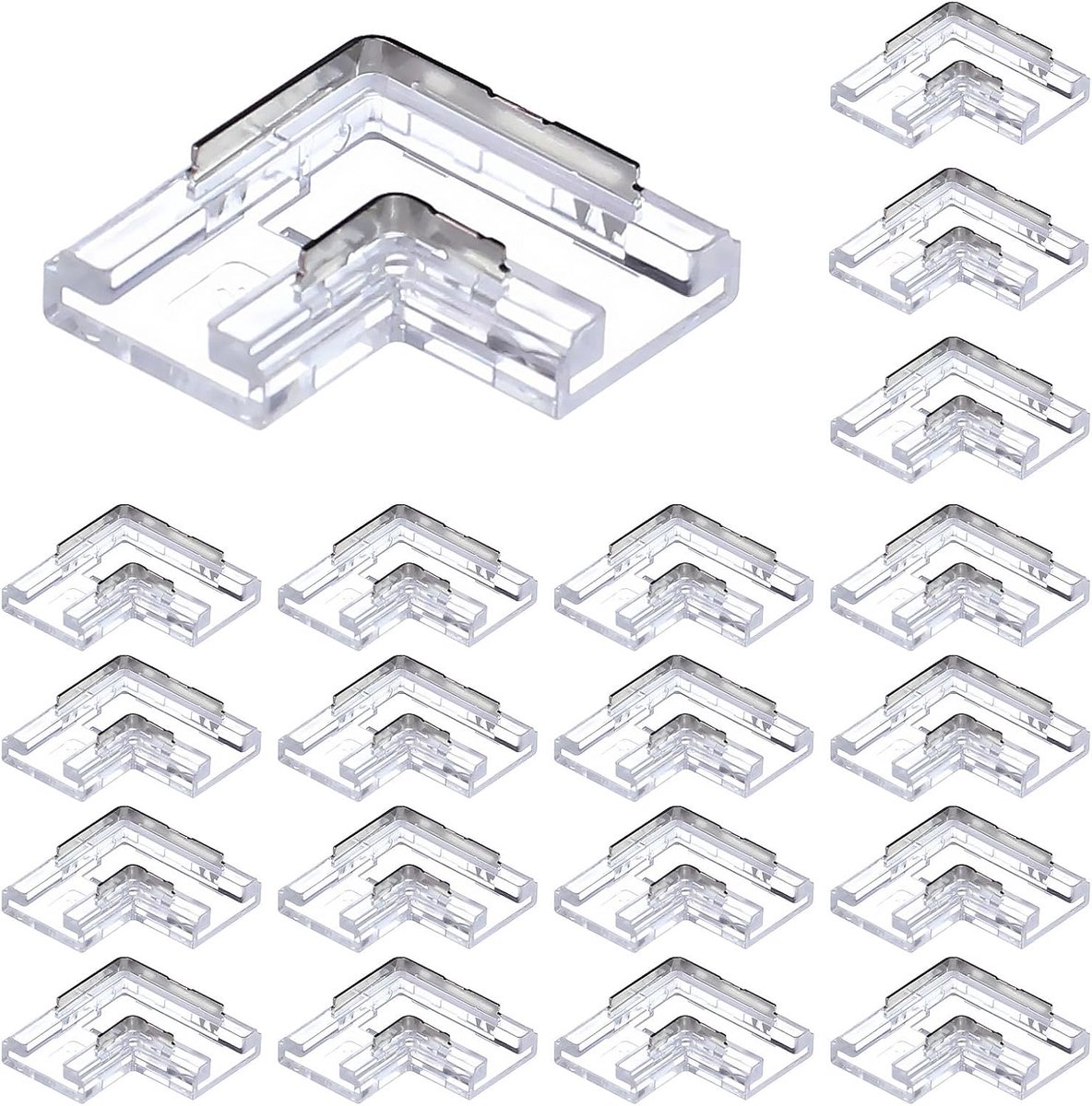 SnelShoppen - 20 Stuks LED Hoekconnector Plug 8mm 2-Pins L-Vorm voor SMD COB LED Verlichting Strip - Eenvoudige Installatie zonder Soldeerwerk