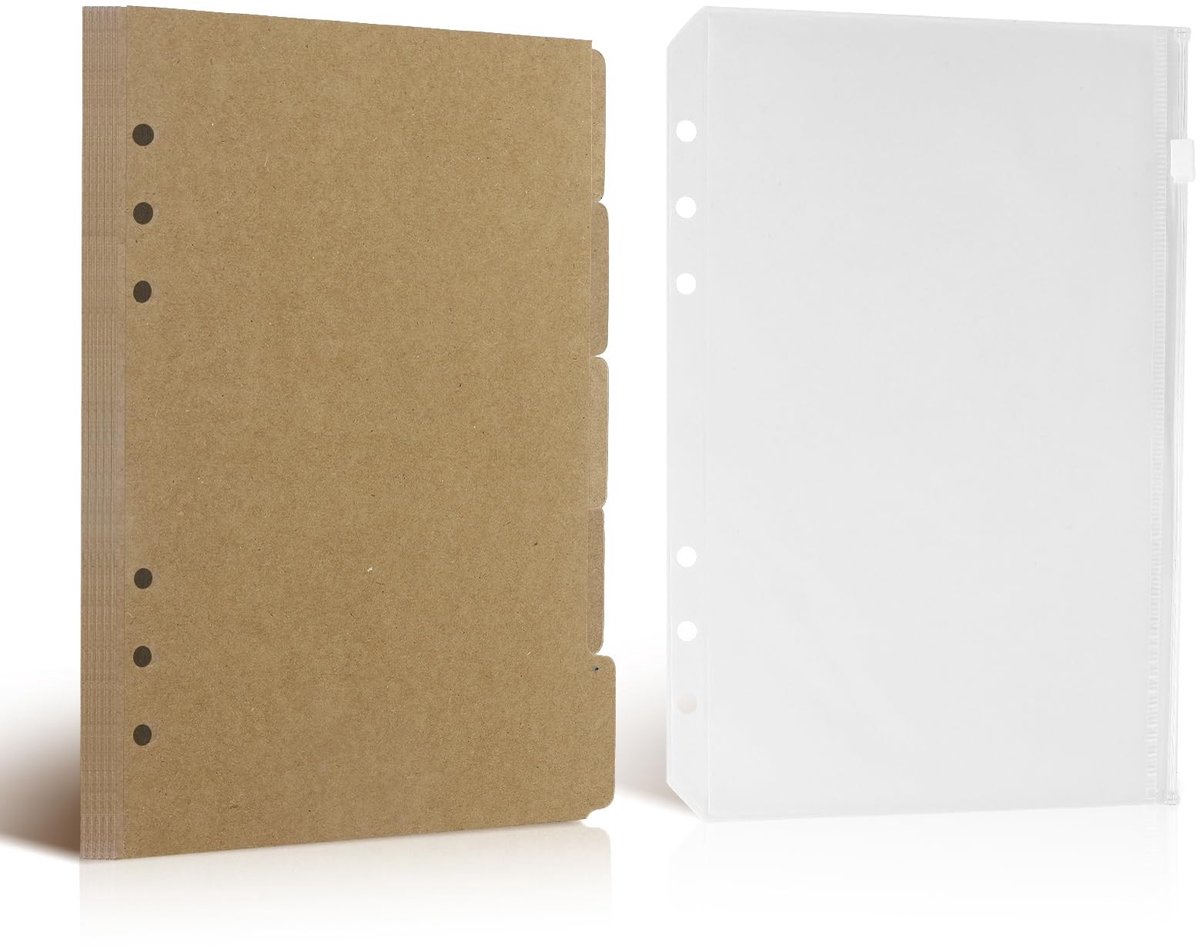 Dailygoods- Kraftpapier A5 - 20 Vellen - Burlywood - 6 Gaten - 21,1 x 15,6 x 2 cm - Lichtgewicht en Stevig Papier - Notebookpapier