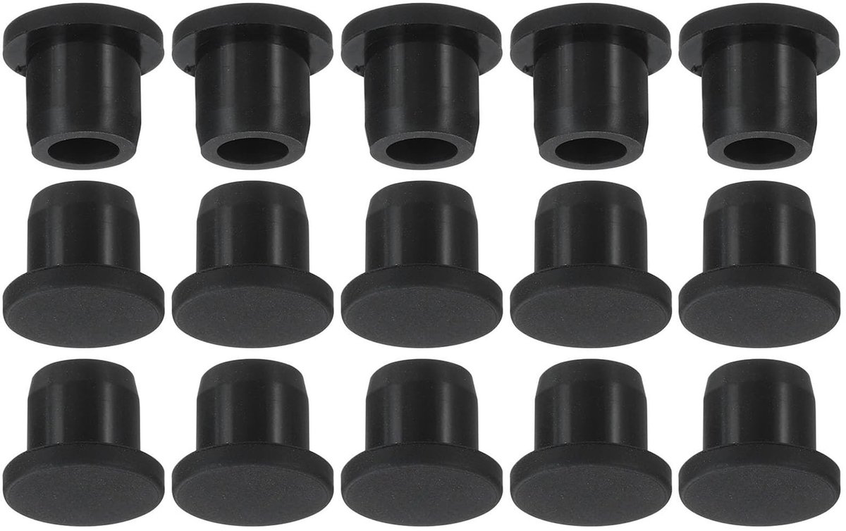 Dailygoods- Hole Plug Zachte Flexibele Stopper - Siliconen - 15 Stuks - 10-11mm Gat - Zwart - Duurzaam