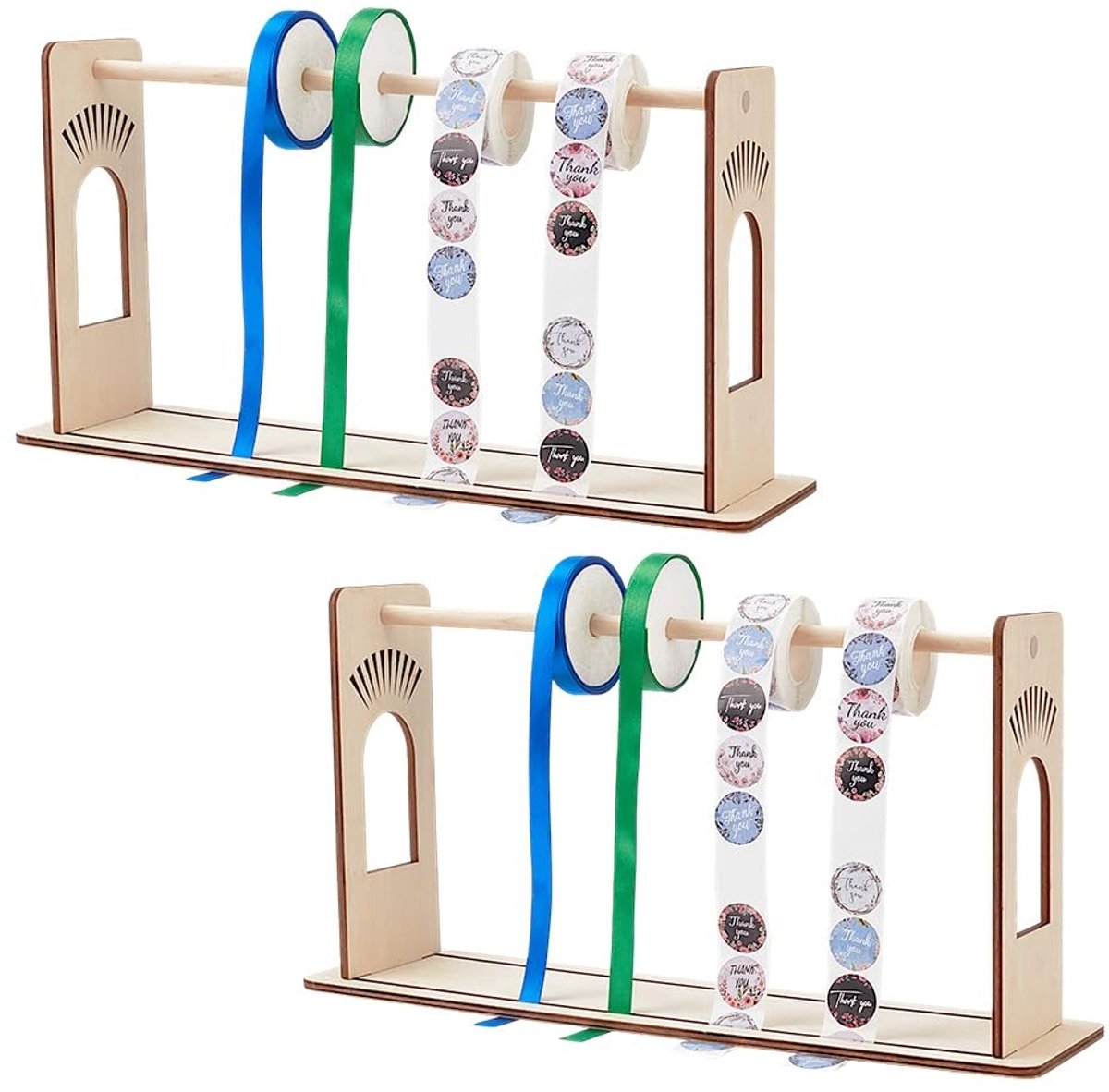 Dailygoods- Labelhouder Set van 2 - Houten Etikethouder - Label Dispenser - Organiser - 39x11.5x21 cm - Eenvoudig en Elegant - Labeldispenser