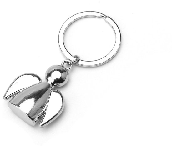 Dailygoods - APOMOONS Beschermengel sleutelhanger, geluksbrenger beschermengel auto, zonnige poppen sleutelhanger metaal, klein geschenk sleutelhanger engel, zilver