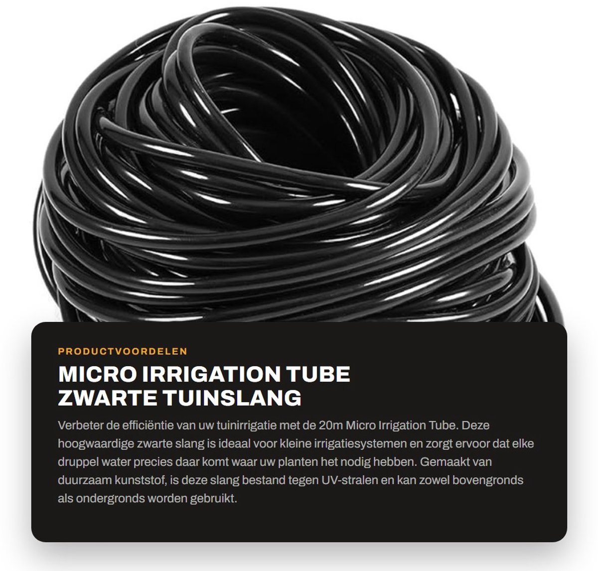 Dailygoods- Micro Irrigatietube 20m - Zwarte Tuinslang - Plastic Slang - Drip Systeem 3/5mm - Waterdicht - UV-bestendig - Voor Kleine Irrigatiesystemen - Drip Hose