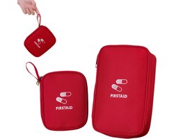 Reisapotheek - medicijnorganizer - waterdicht - draagbaar - kleine medicijntas - geschikt voor thuis en op reis - 2 stuks - rood