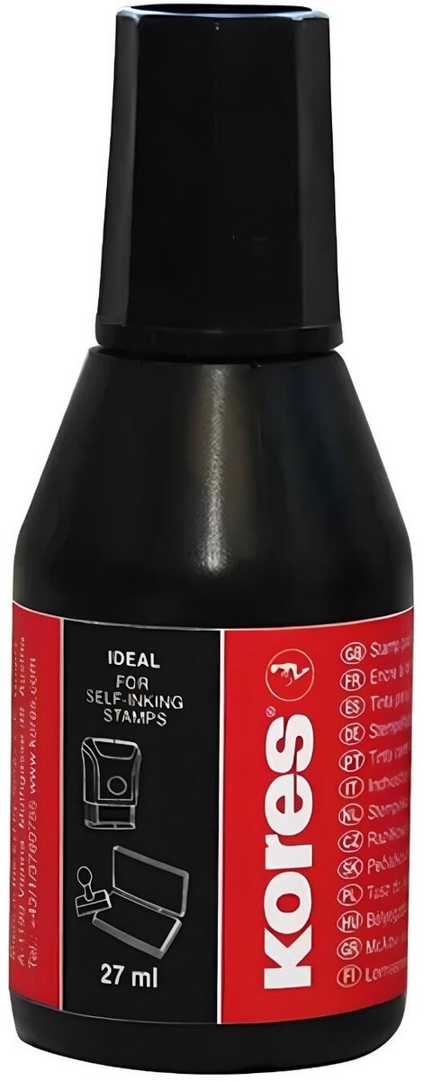 Kores Inkt - flesje navulling voor stempelkussens - zwart - 27 cm