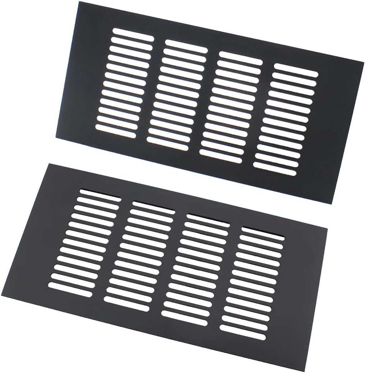 Ventilatierooster Set - Louvered Grill - Luchtcirculatie Verbeteren - Corrosiebestendig Aluminium - 2 Stuks 100x250mm - Zwart