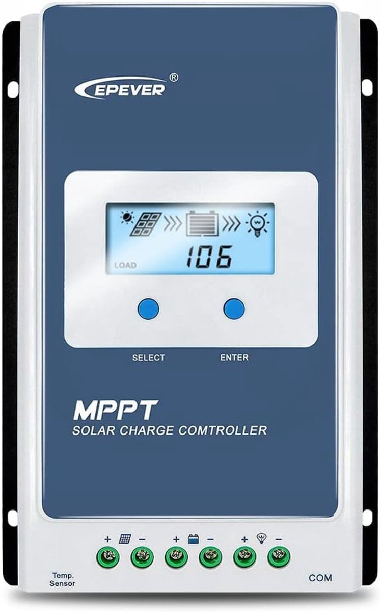 Solar Charge Controller - MPPT Controller - Energie Beheer - Automatische Systeemherkenning - 20A - Zwart