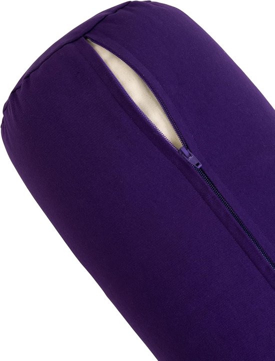 Yoga Bolster - Meditatiekussen Rol - Ontspanning Bevorderen - Biologische Boekweitvulling - 23 x 61 cm - Paars — afbeelding 3