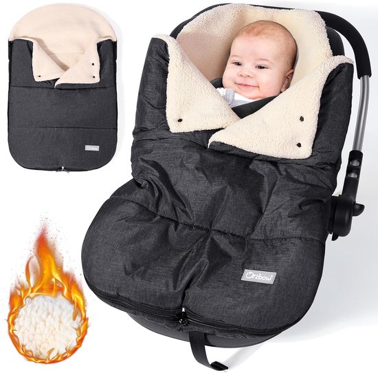 Baby Voetenzak - Autostoel Dekje - Winterse Uitjes - Verstelbare Halslijn - 72 x 45 cm - Grijs — afbeelding 5