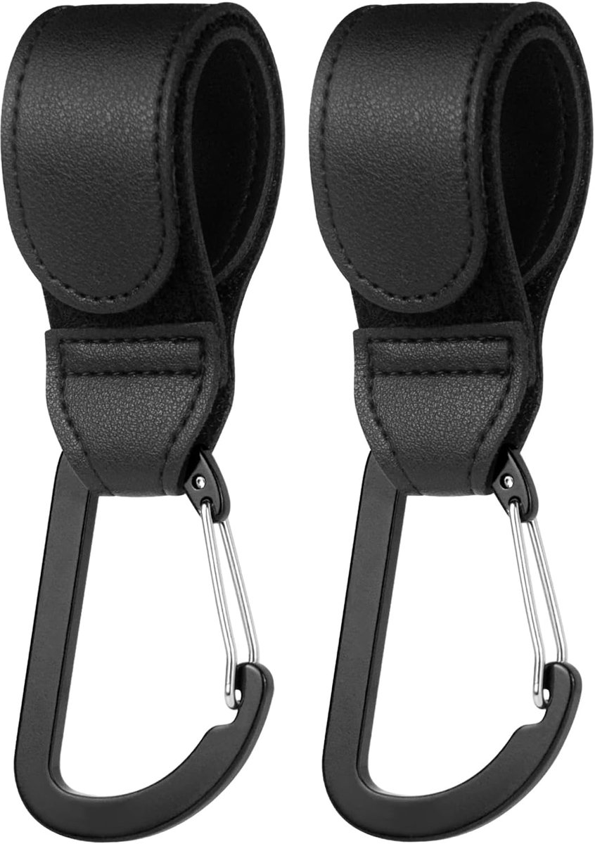 Kinderwagen Haken - Buggy Clips - Handen Vrij - Sterke Aluminium Legering - 2 Stuks - Zwart