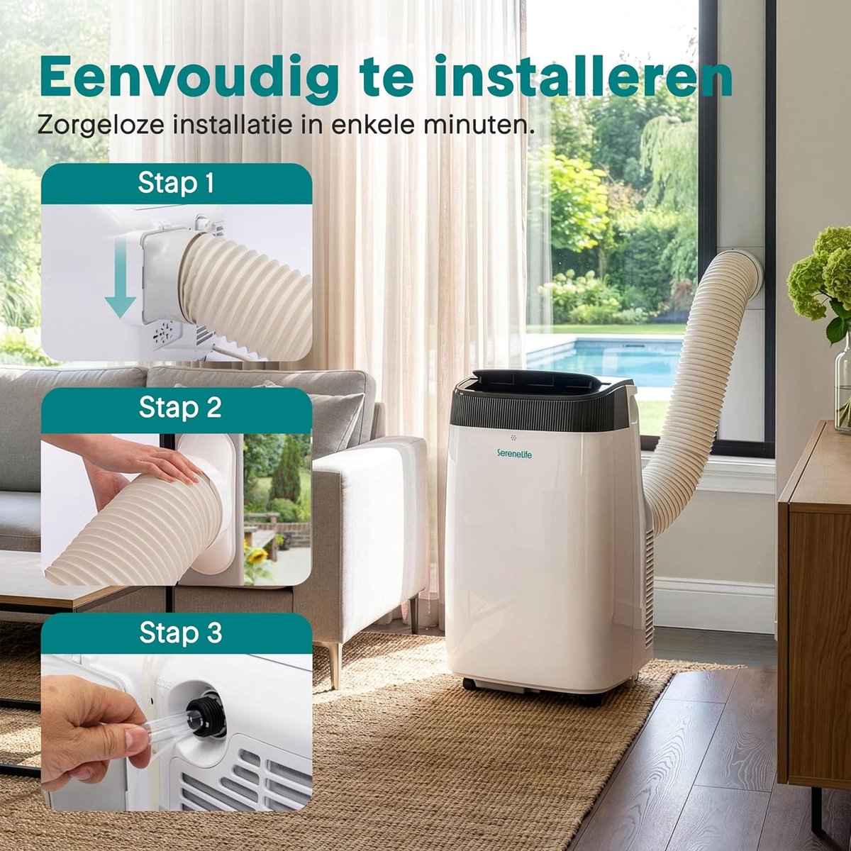 Merkloos Mobiele Airco 7000 BTU - 3-in-1 Koeler Wit