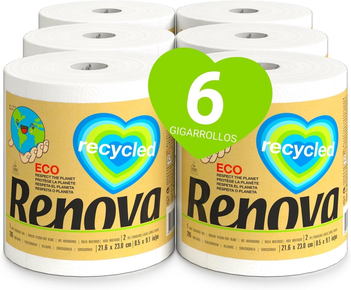 Keukenrollen - Huishoudrollen - Huishoudelijk gebruik - Gemaakt van gerecycled papier - 6 extra grote rollen - Niet gespecificeerd