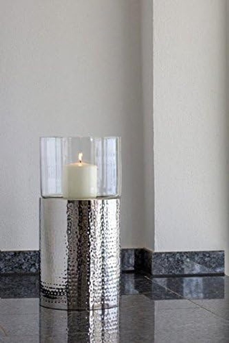 Windlicht Bodem - Decoratieve Lantaarn - Sfeerverlichting Buiten - Handgemaakt Roestvrij Staal - 49 cm Hoog - Metaal