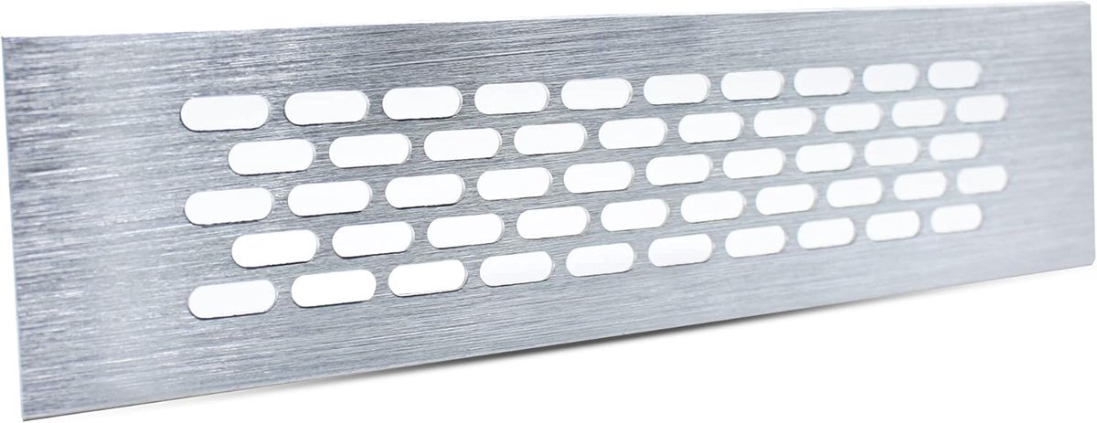 Ventilatierooster - Luchtgrill - Vochtpreventie Meubels - Corrosiebestendig Inox - 245x60 mm - Zilver