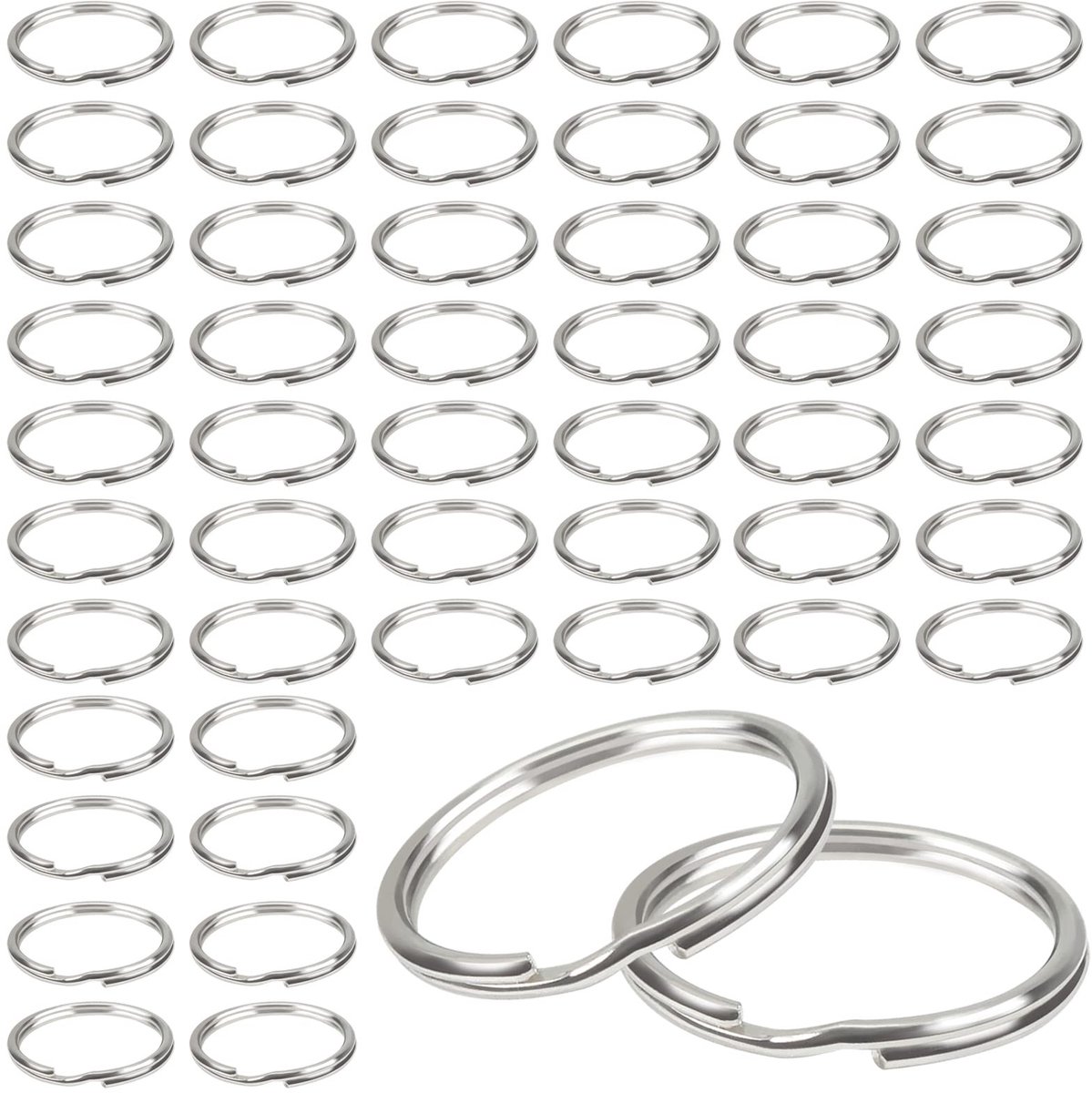 Dailygoods- Sleutelringen 100 Stuks - Splitringen 20 mm - Dubbele Lussen - Zilver Metaal - Handig voor DIY - Veilig Ontwerp