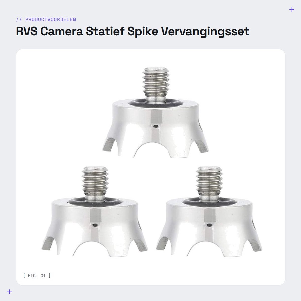 Dailygoods- Statief Spike Hoogwaardig RVS - Vervanging 3 Stuks - 3/8 Inch Schroef - Antislip - Lichtgewicht - Multifunctioneel Accessoire - Camera Spike