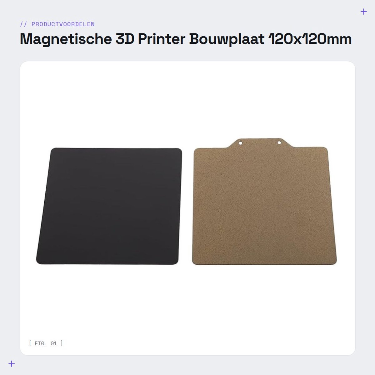 Dailygoods- Bouwplaat 120x120mm - Verenstaal - Dubbelzijdig - PEI - Snelle Printverwijdering - Hoge Temperatuurweerstand - Mat Effect - 3D Printer Bed
