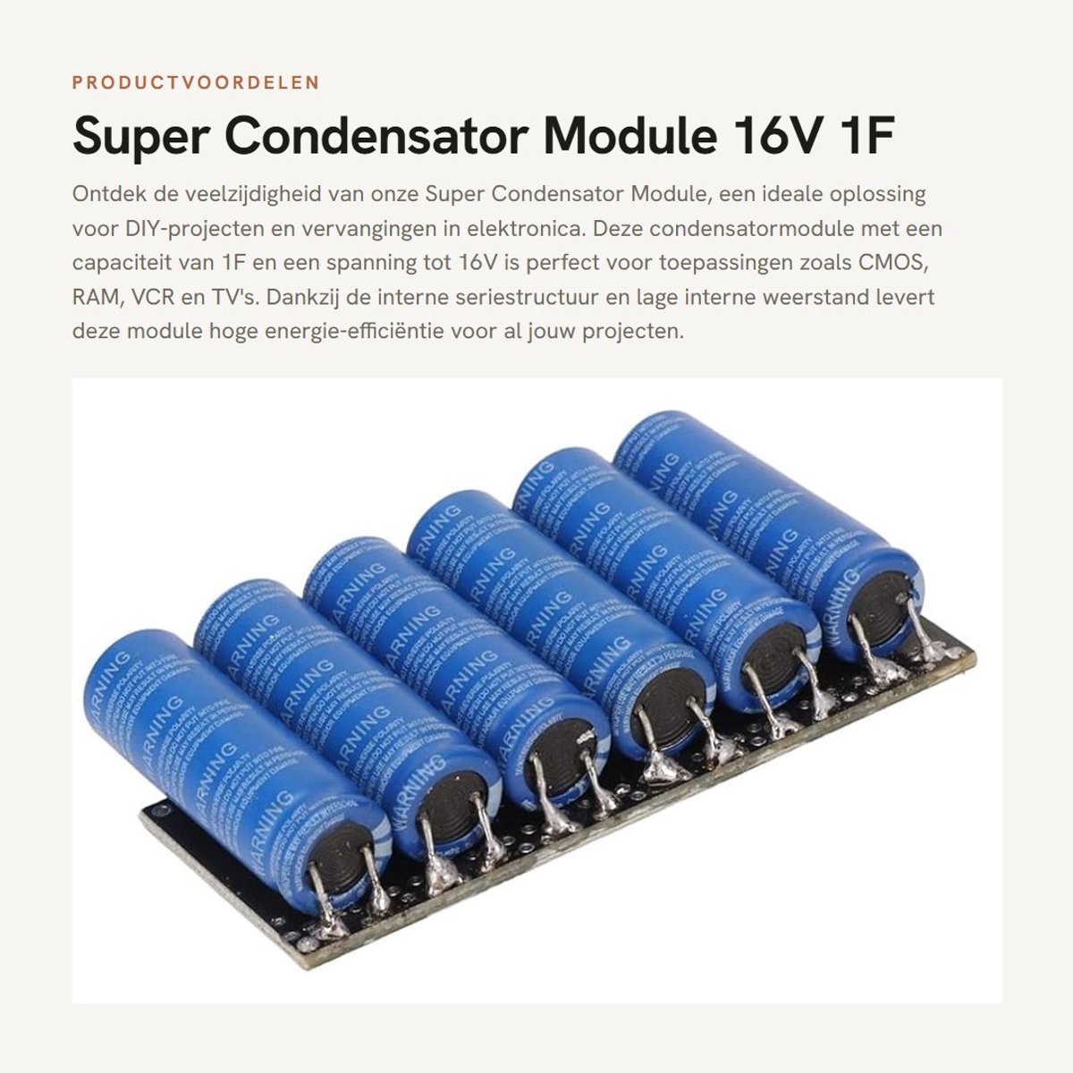 Dailygoods - Super Condensator Module - 16V 1F 2F - Efficiënt energiebeheer - DIY 10F Condensatorbord - Vervangingsoptie voor diverse toepassingen...