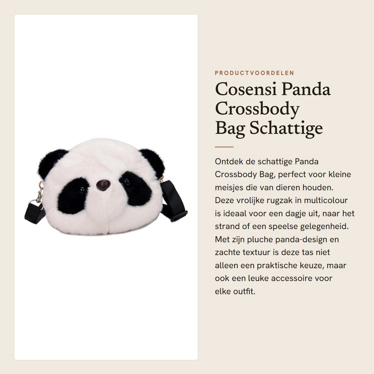 Dailygoods- Panda Tas Schattig - Schoudertas Dames - Crossbodytas - Handtas - Fluffy Tote Bag - Klein Formaat