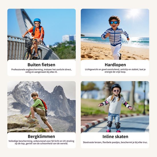 Gloovon® - Sportbril voor Kinderen - Geschikt voor 6-13 jaar - UV400 Bescherming - Lichtgewicht TR90 Montuur - Ideaal voor Fietsen, Hardlopen & Sport - Wit/Blauw van gloovon — afbeelding 5