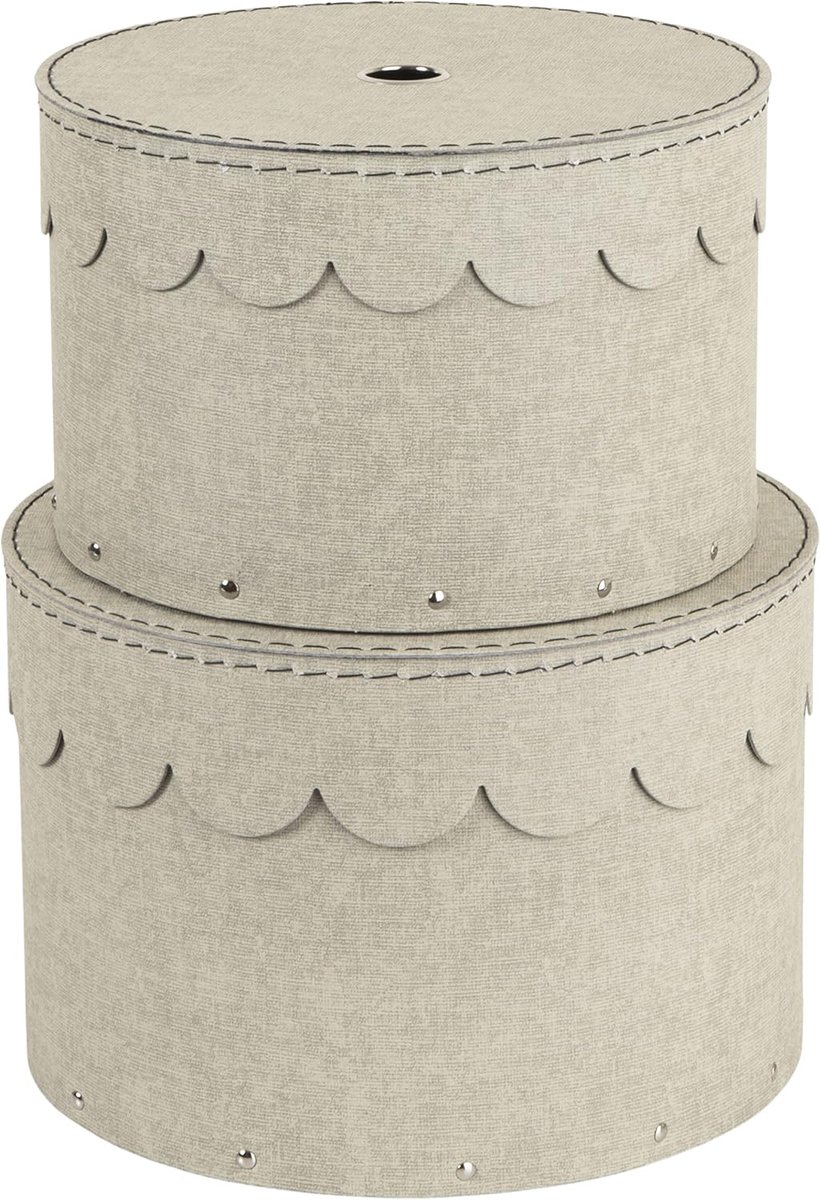 Opbergdozen Set - Ronde dozen - Thuis organiseren - Stapelbaar design - Set van 2 - Beige