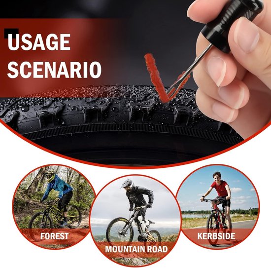 Tubeless Fietsbanden Reparatie Set voor MTB en Racefiets - Snelle Bandenpech Herstel Onderweg van Merkloos — afbeelding 5