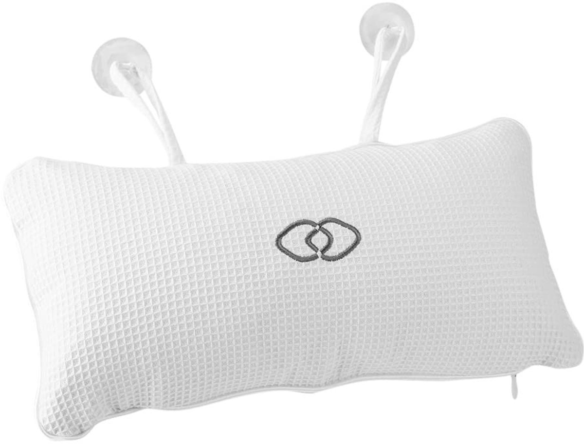 Dailygoods- Badkussen Ademend - Zacht/Comfortabel - PVC Binnenzak - Antislip Zuignappen - Compacte Opslag - Mesh-Textuur - Badmatras