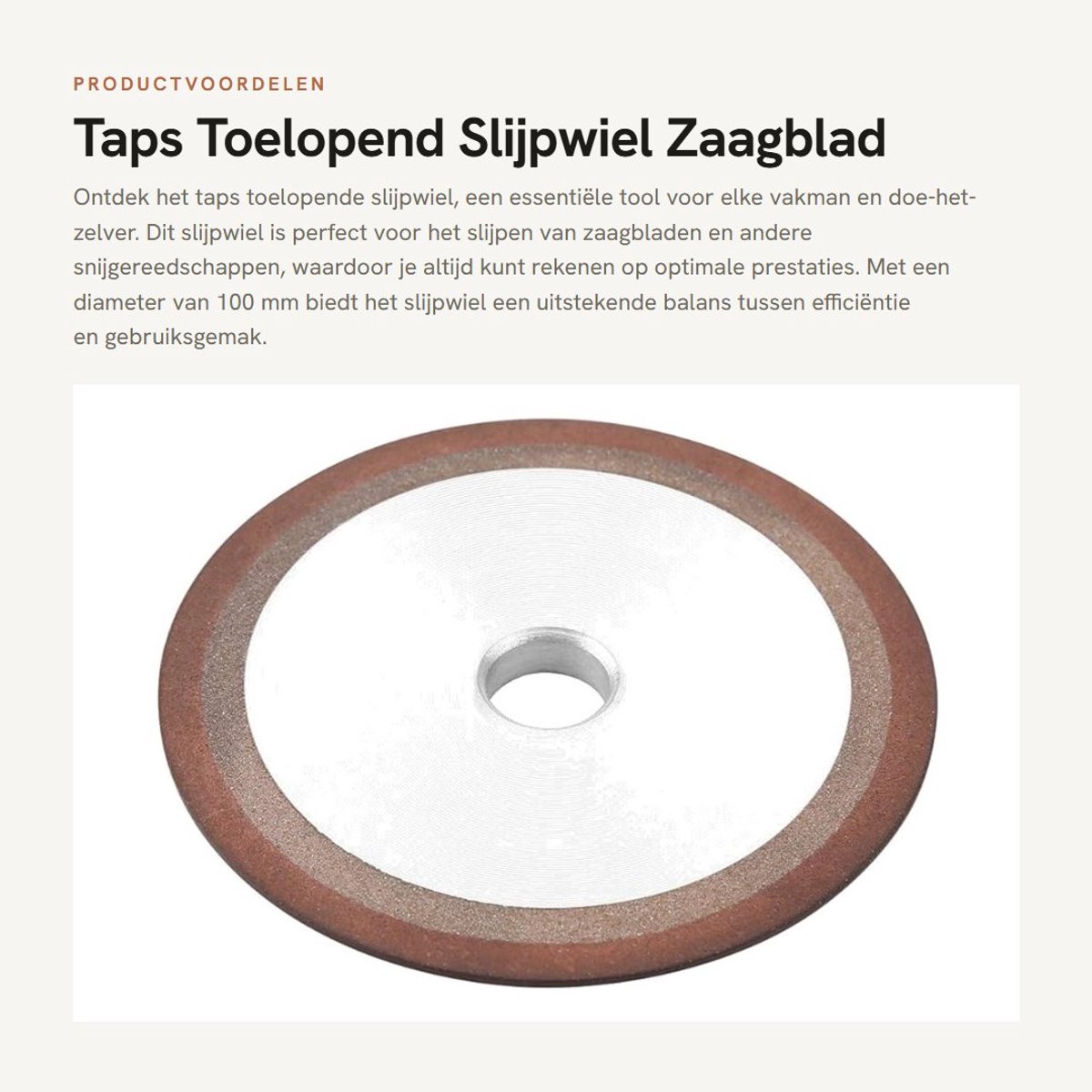 Dailygoods- Slijpschijf Taps Toelopend - Slijpwiel 100 Mm - Hars Slijpschijf - Slijtvastheid - Hoge Ruwheid - Voor Hardmetalen Frees - Slijpsteen