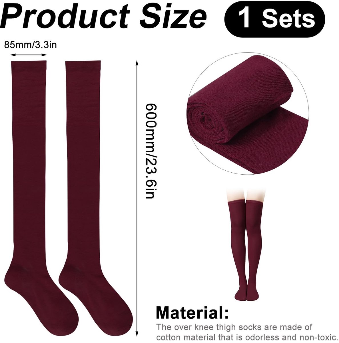 Dailygoods- Knielange Kousen - Dames/Meisjes - Katoen/Polyester - Comfortabel/Elastisch - Duurzaam/Slijtvast - Eén Maat Pas Allemaal - Dijhoge Sokken