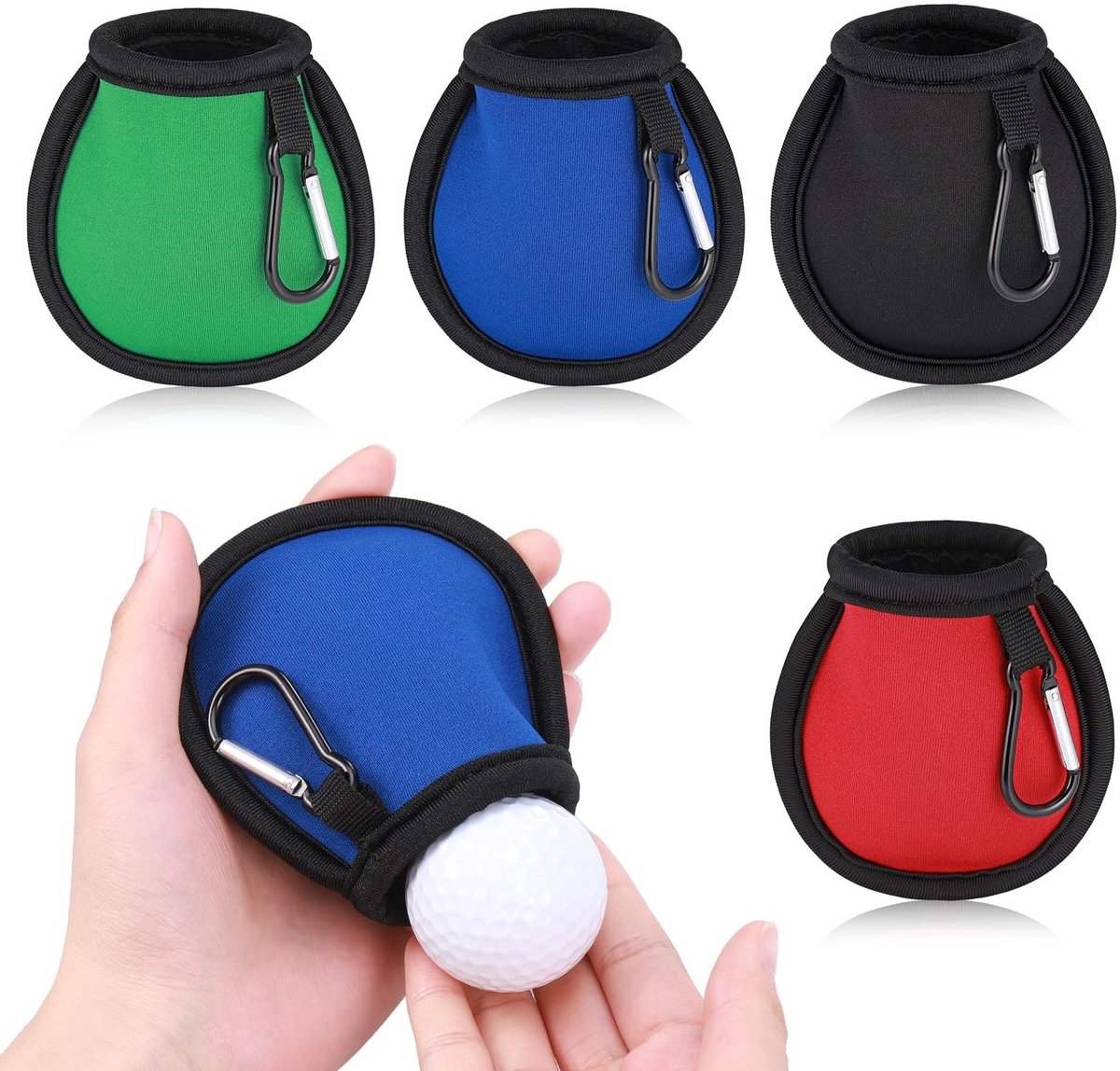 Dailygoods- Golfbal Reinigingszak Compact - Waterdichte Tas - Draagbare Golfbal Waszak - 4-delige Set - Microfiber Voering - Inclusief Gespen - Golfbalwaszak