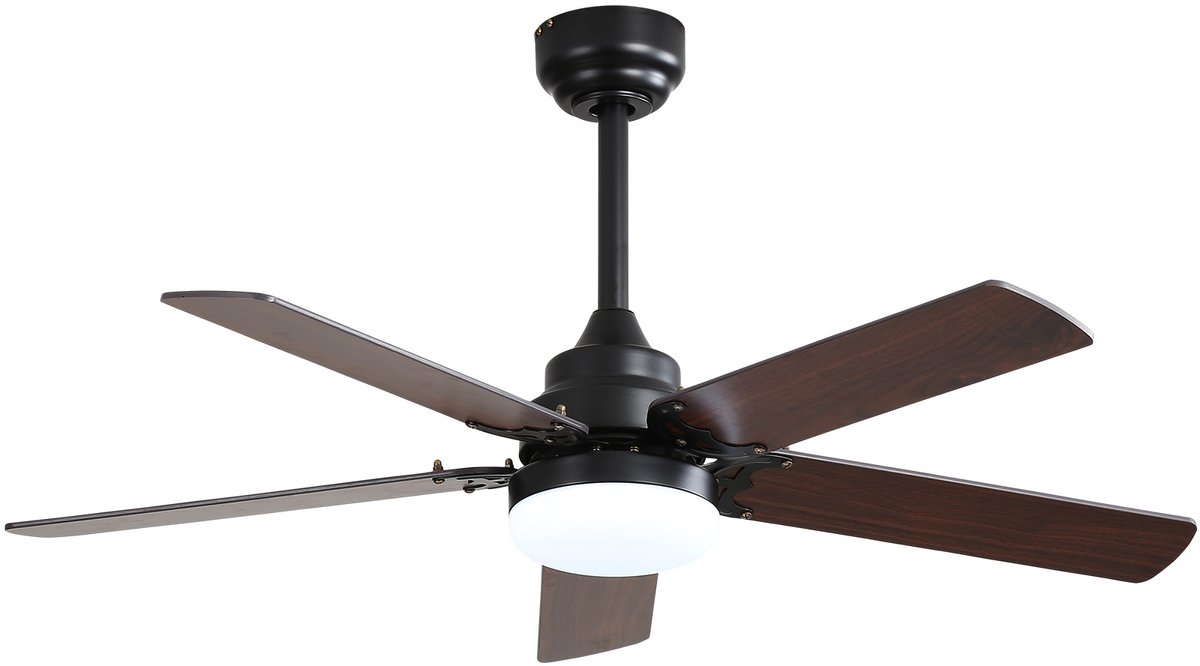 KOMHTOM - Platte plafondventilator - 106 cm - Met verlichting - Afstandsbediening - Stille DC-motor - Timer- en lichtgeheugenfunctie
