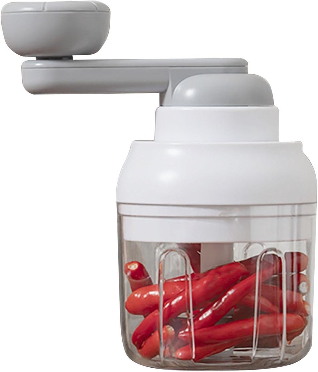 Handmatige Keukenmachine - Groentehakker - Snel Ingrediënten Snijden - Efficiënt Versnipperen - 250 ml - Wit