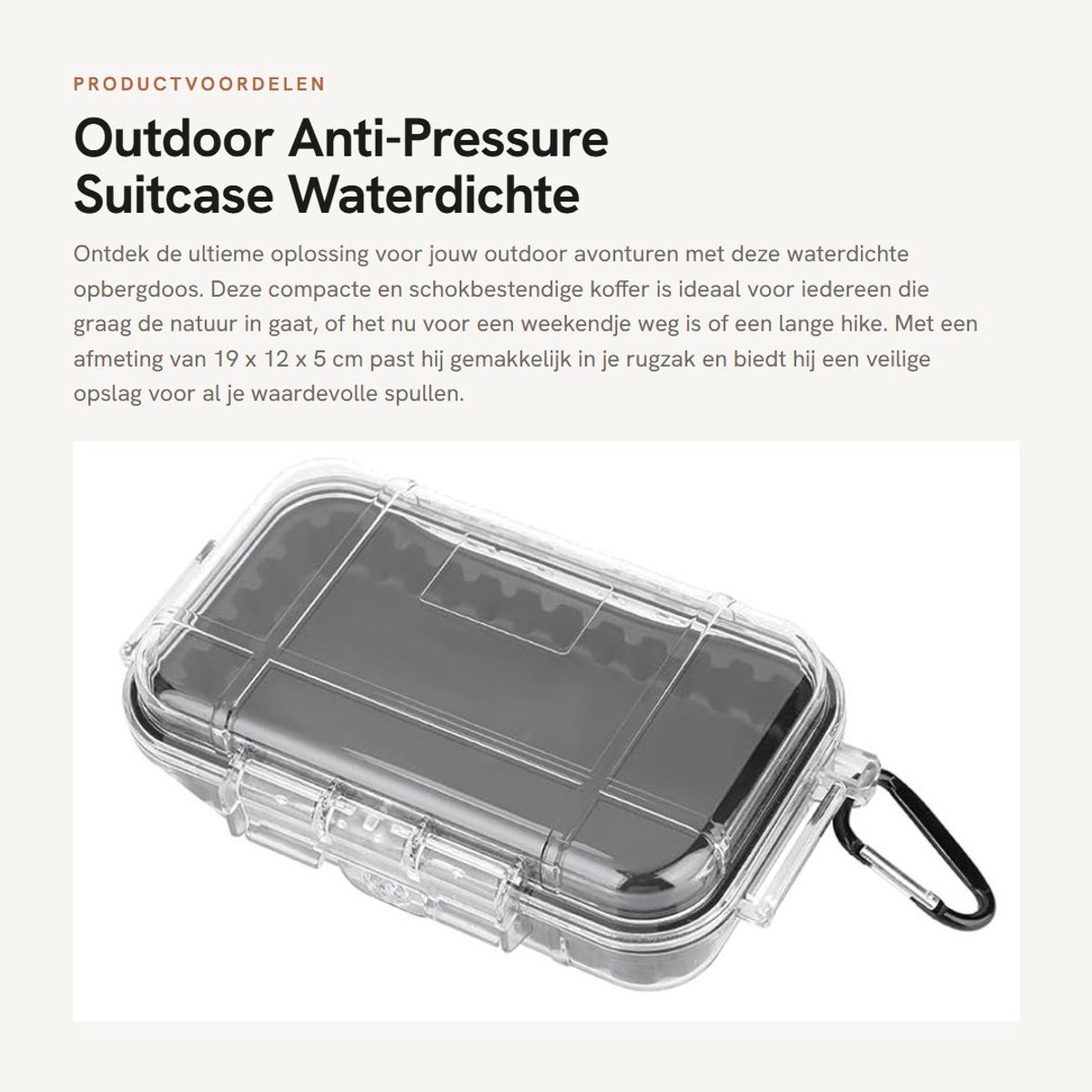 Dailygoods- Opbergkoffer Schokbestendig - Waterdichte Opbergdoos - Draagtas - Transparant - Roestvrij Staal - Afmetingen 19 x 12 x 5 cm