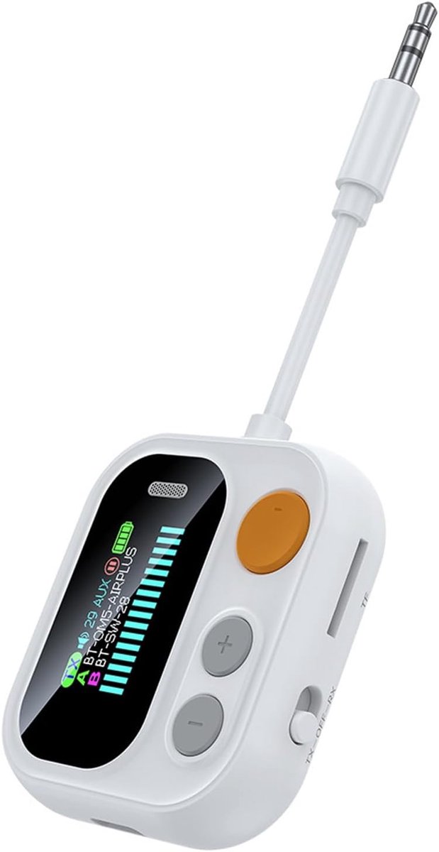 Draadloze Audio Zender - Audio Ontvanger - Muziek Streamen - Dubbele Modus Functionaliteit - 13.2x4.8x1.5cm - Wit