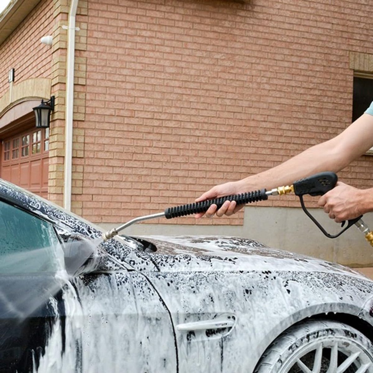 Hogedrukreiniger Verlengstaf - Spuitstang Verlenger - Buitenkant Reinigen - Roestvrij Staal - 14 inch - Zilver