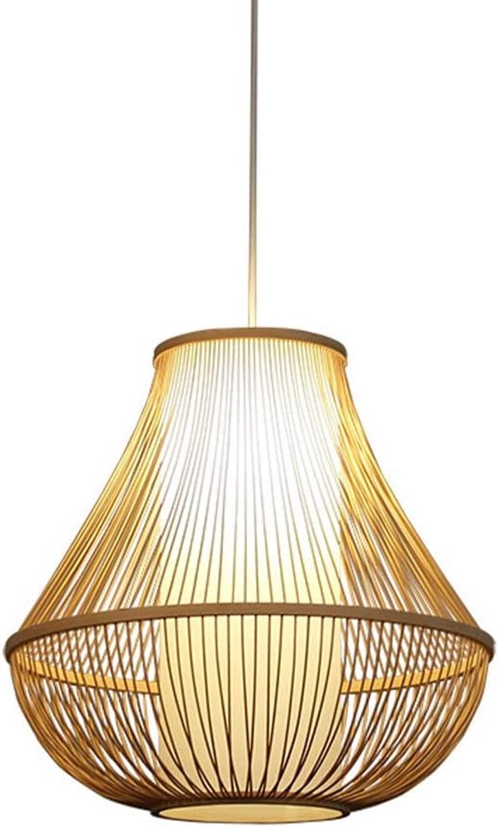 Vaasvormige Lampenkap - Bamboe Plafondlamp - Sfeervolle Verlichting - Lengte Verstelbaar -